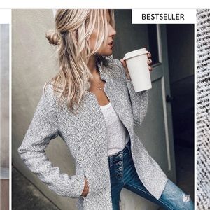 TAYSHIA POCKETED COAT - HEATHER GREY